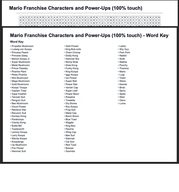 Printable word bank page preview